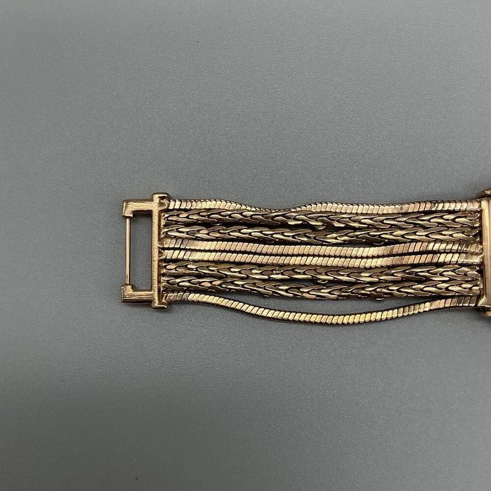 Anne Klein Womens Watch 30mm MOP Diamond Gold Tone Bracelet New Battery 7.25